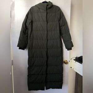 COS Dark Green maxi hooded coat